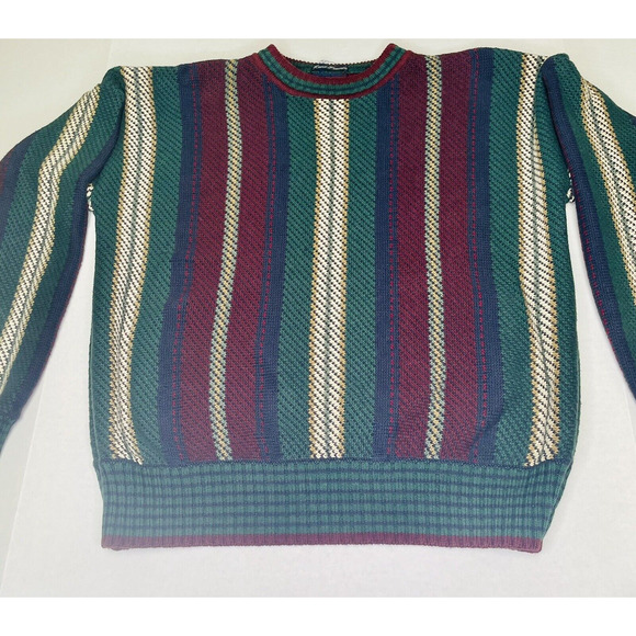 Gant Mens Pullover Sweater, Multicolored, Striped, 100% Cotton, Medium Preppy - Picture 1 of 12